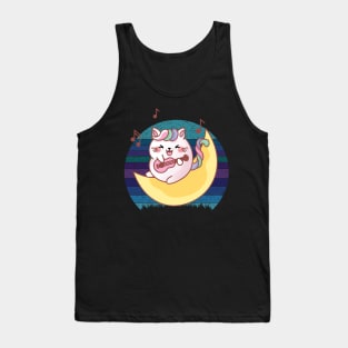 Unicorn Cat On The Moon Tank Top